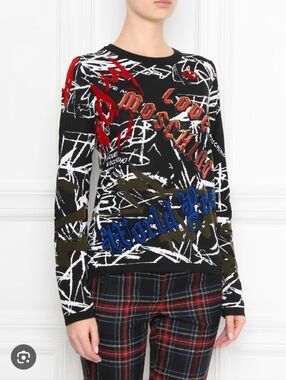 Love Moschino/ Black Graffiti Sweater Sz M